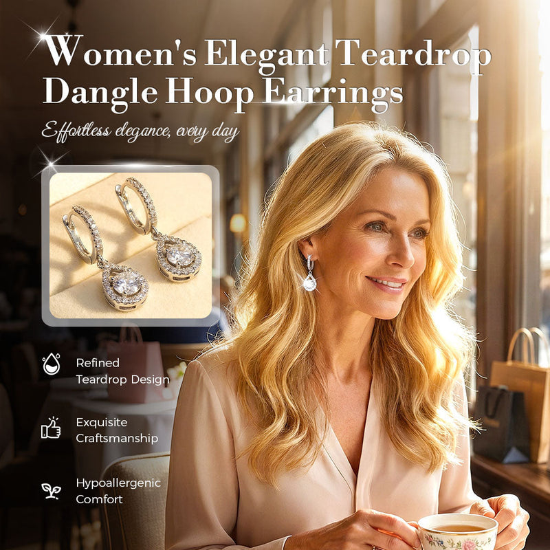 Elegant Teardrop Dangle Hoop Earrings