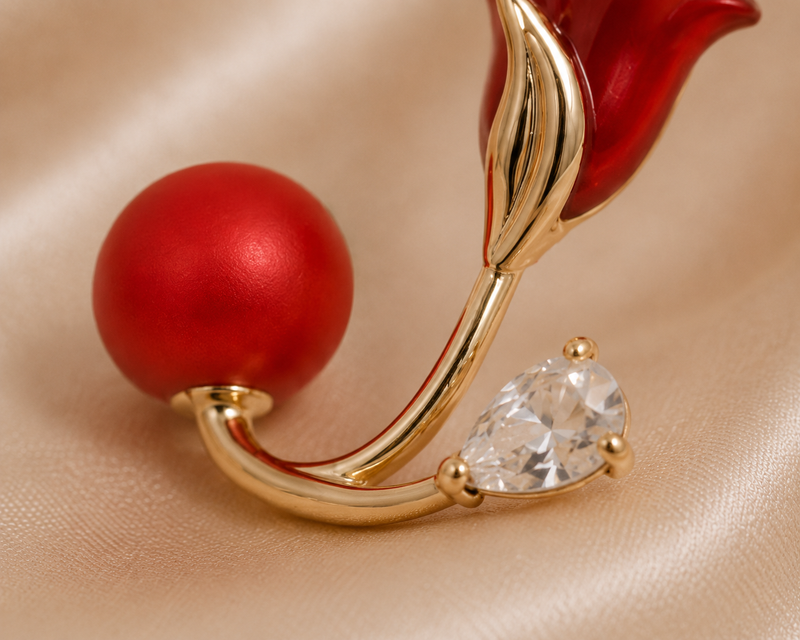 Red Tulip Stud Earrings | Floral Earrings for Women