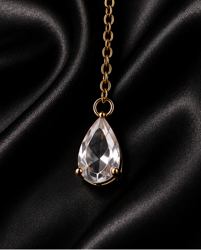 Flower Ear Cuff with Crystal Chain Drop for Women