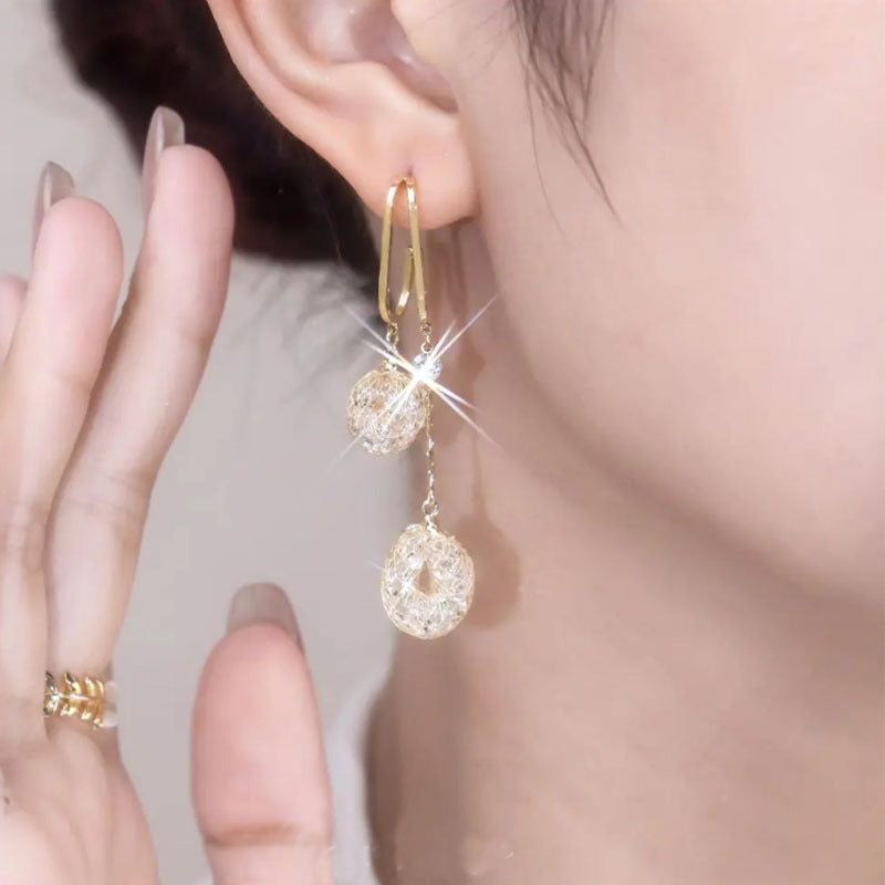 📢📢50% OFF !! ⏰Elegant Artificial Crystal Tassel Drop Earrings